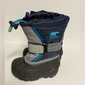 Sorel Kids Snow Boots Size 5 Waterproof Insulated Winter Boots Blue Gray